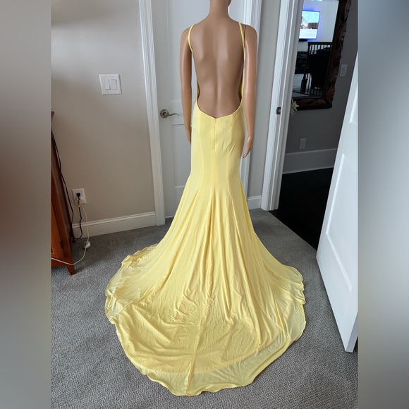Long Formal Yellow Dress (new with tags) Spaghetti Straps, Split-Front, Backless - Picture 5 of 14
